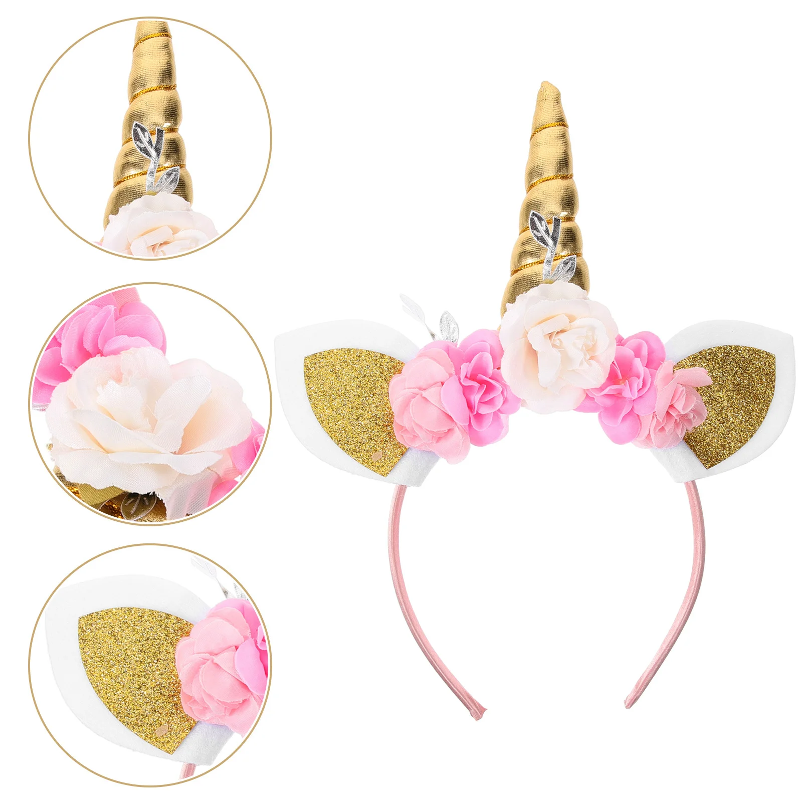 Accesorios dorados para el cabello, diadema de unicornio, tocado para niños, aro para niñas, diademas para niños