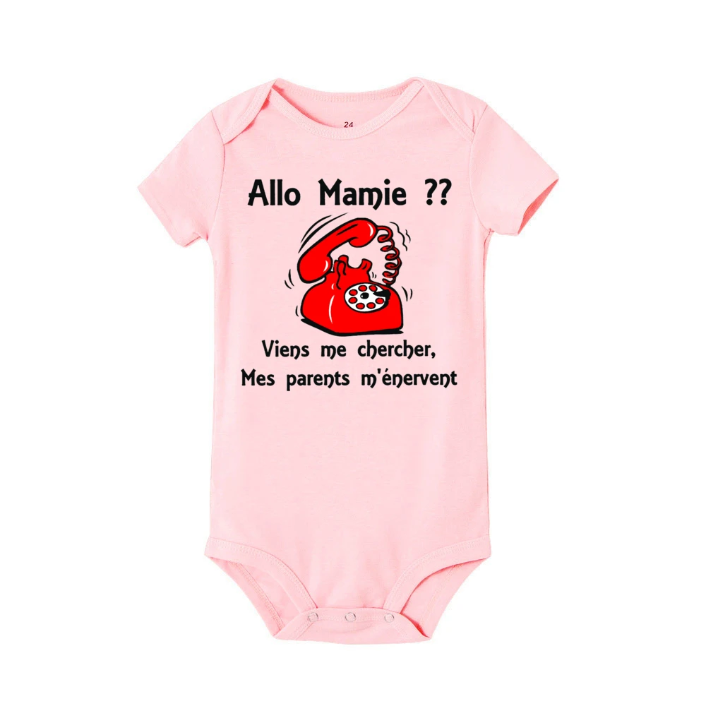 Hello Grandma Come Pick Me Up My Parents Are Annoying Me Print Baby Bodysuit Funny Newborn Romper Infant Short Sleeve Jumpsuit