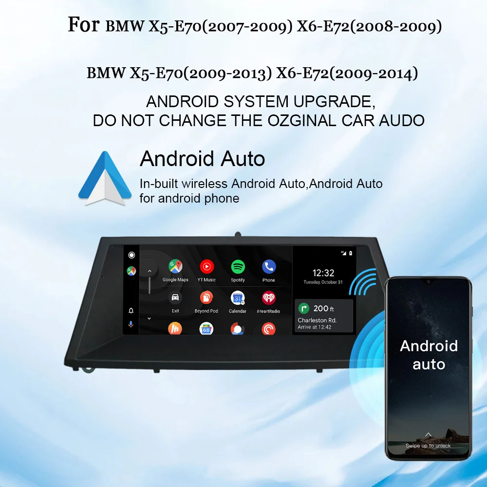 Hualingan Android screen for BMW X5 E70 X6 E71 head unit stereo upgrade navigation radio Apple CarPlay Android Auto retrofit