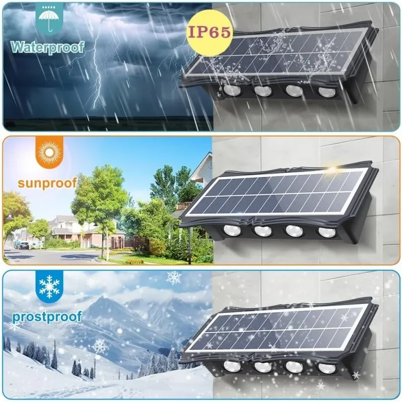 Lámpara Solar de pared para exteriores, iluminación luminosa hacia arriba y hacia abajo para porche, jardín, balcón y calle, 4/6/8led