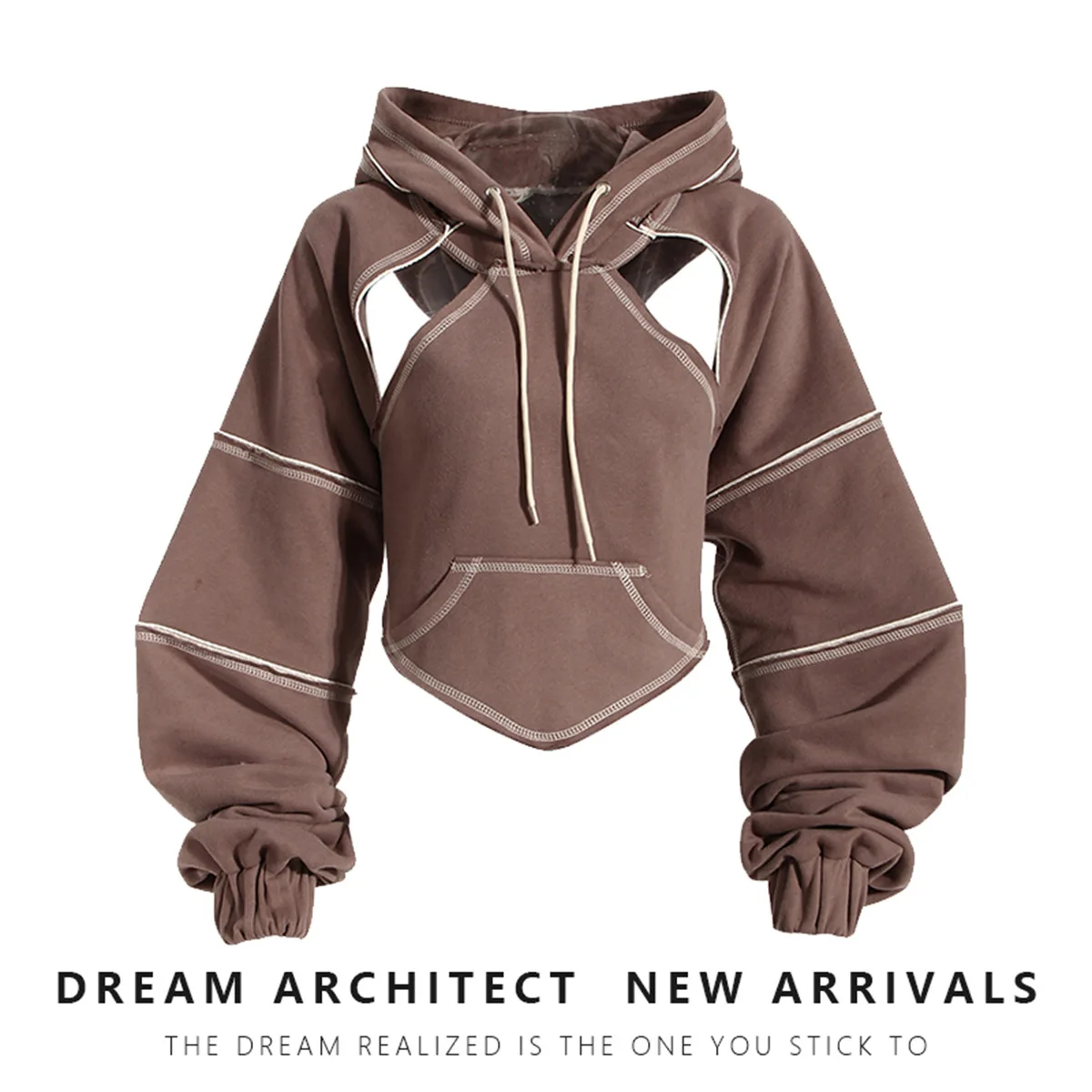 

Bright Line Short Hooded Sweater Women's 2025 Spring Stacked Long-sleeved Top