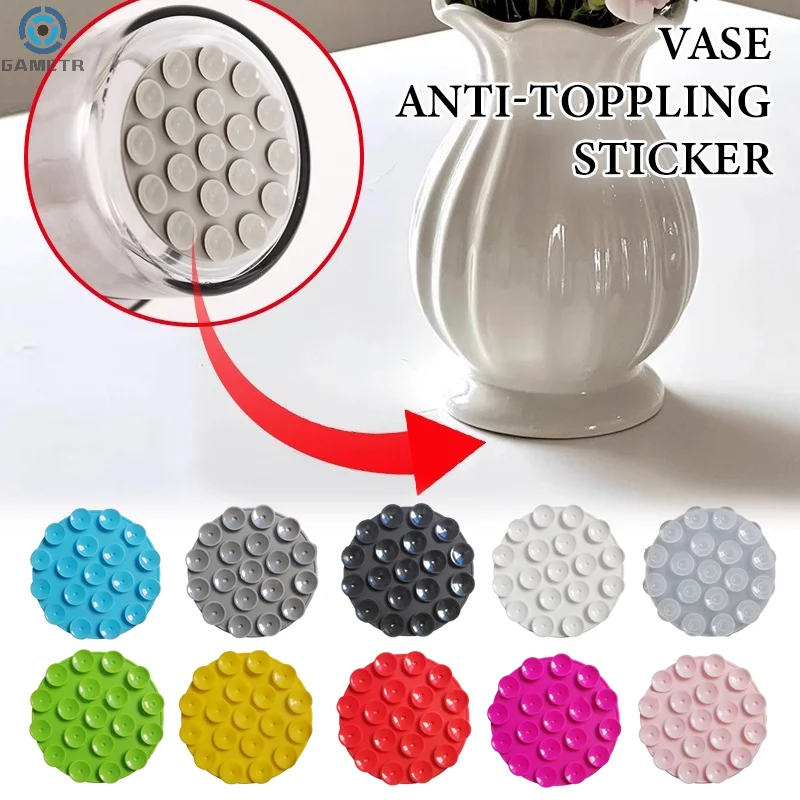 1pcs Vase Anti-toppling Sticker Silicone Suction Cup Sticker Double-Sided Easy Adhere,Prevent Knocking Over Vase Fixed Sticker