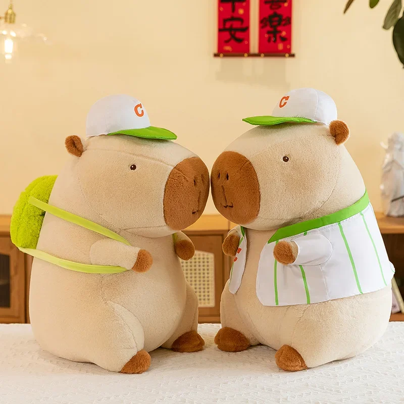 25/40/50Cm Pluizige Roze Capybara Knuffels Big Size Kawaii Baseball Rugzak Gevulde Poppen Dieren kinderen Verjaardagscadeau Home Decor