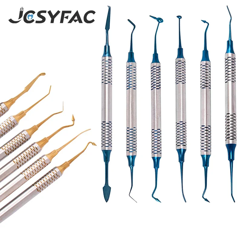 

6 шт., шпатель для наполнения стоматологической композитной смолы с двойной головкой, шпатель для смешивания и резьбы, наполнитель с титановым покрытием