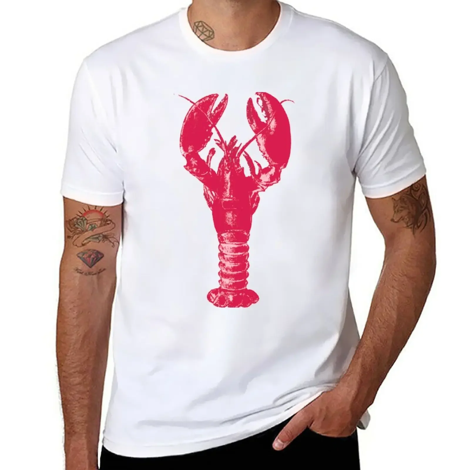 

Fuchsia Lobster on Light Pink T-Shirt graphics sports fans plain fruit of the loom mens t shirts