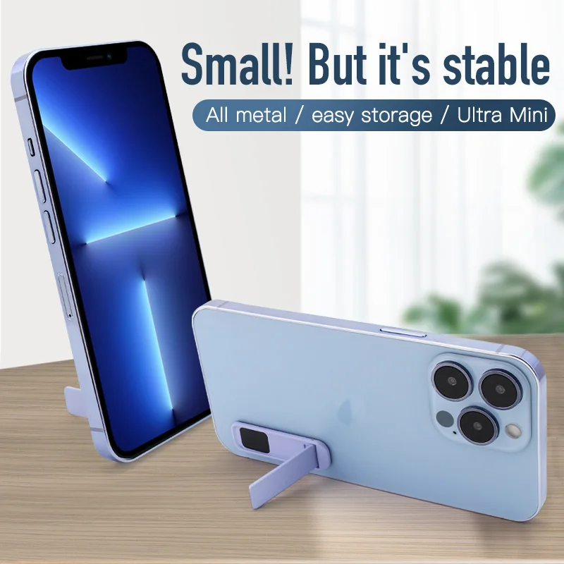 Ultracienki metalowy uchwyt na telefon komórkowy Leniwy uchwyt do Samsung Xiaomi Apple Android Uniwersalna mini składana podpórka z możliwością regulacji