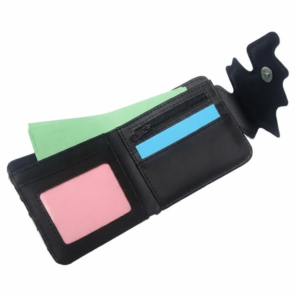 Multi-Functional Bat Ghost Print Wallet Long Strap Buckle Design Foldable Coin Purse Portable Large Capacity