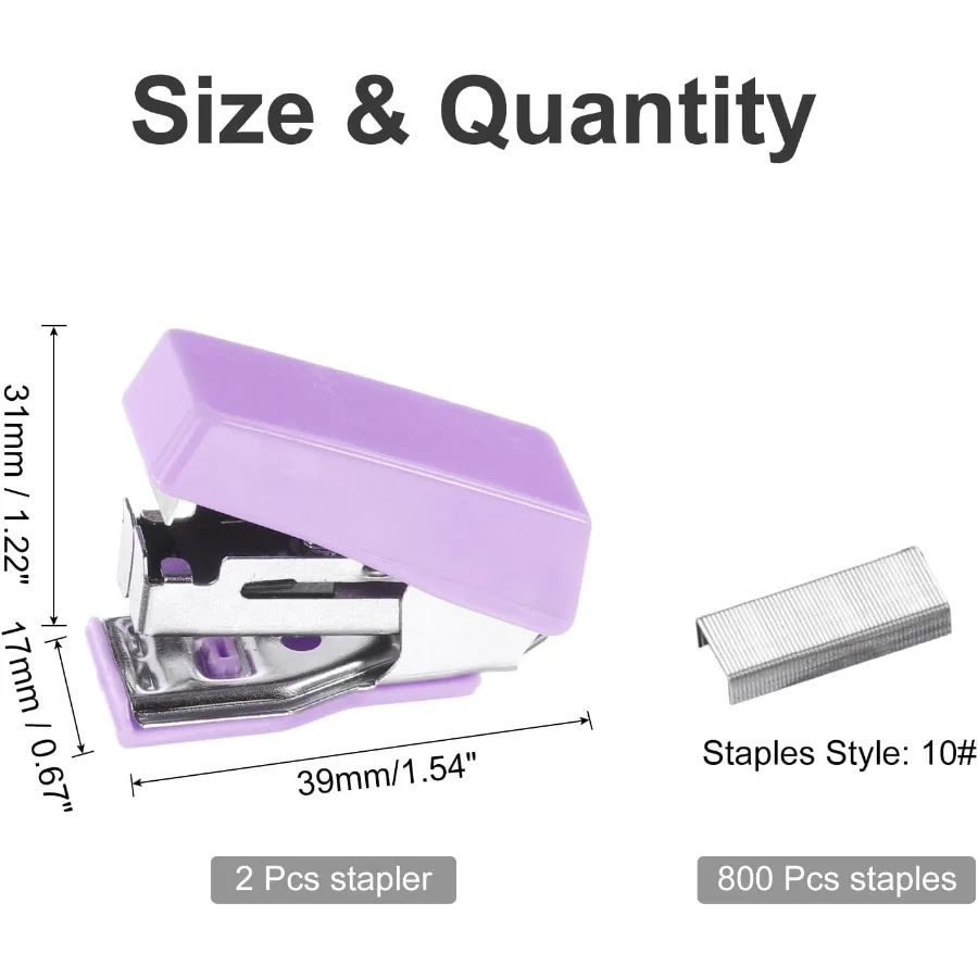 2 Pcs Mini Stapler with 800 Standard Staples Morandi Desktop Staple Set Cute Desk Office Stapler 20 Sheet Capacity for for Clas