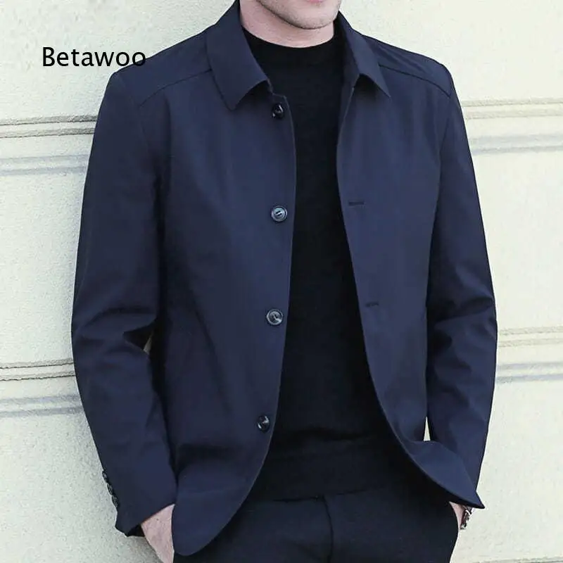 Men Lapel Button Closure Jacket Classic Simple Outerwear Loose Comfortable Coat For Middle Aged And Elderly Male For Spring And