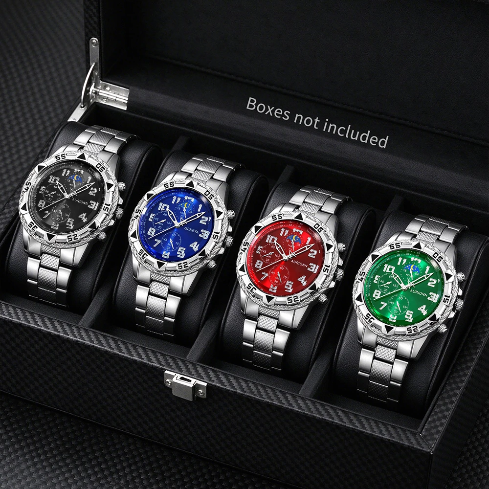 4Pcs Men's Watch Set, Suitable For Multiple Occasions, Nice Present For Ramadan, Teachers' Day, Christmas, Birthday Party