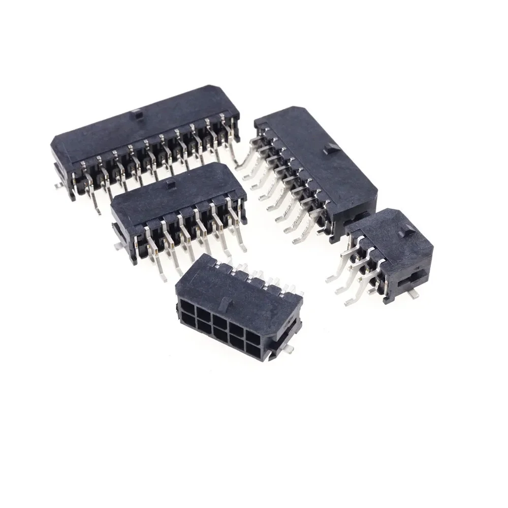 1000-100 pcs Micro-Fit Connector 3.0 mm Wafer Dual Row Circuits 4 6 8 10 12 14 16 18 20 22 24 Pin Right Angle SMT Solder TAB Tin