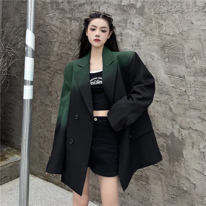 Fashion Blazer Women\'s Clothing Spring Autumn Jackets 2023 New gradient Suit Loose Cardigan Office Lady Blazers Coats Tops jp420