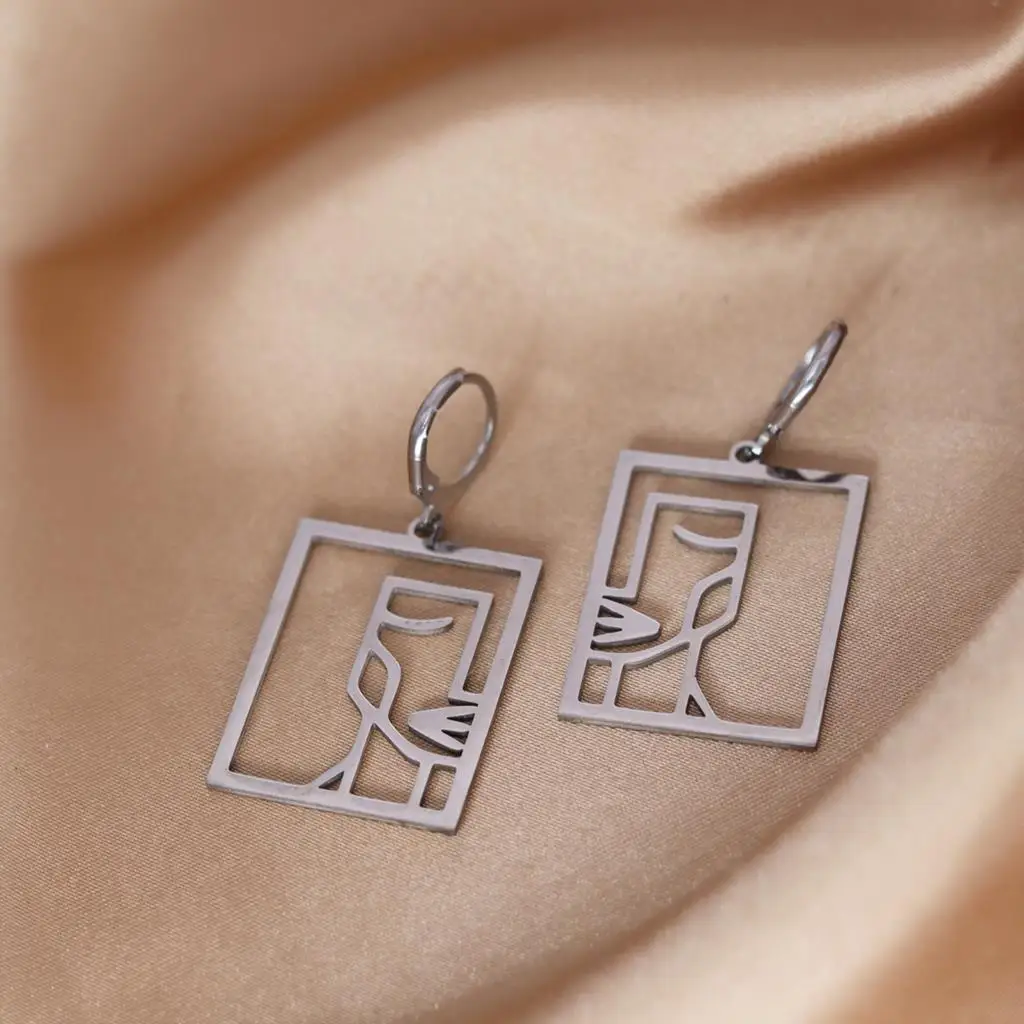 QIAMNI Unique Elegant Metal Hoop Earrings for Women Girls Geometric Statement Dangle Drop Earring Fashion Jewelry Birthday Gift image 2