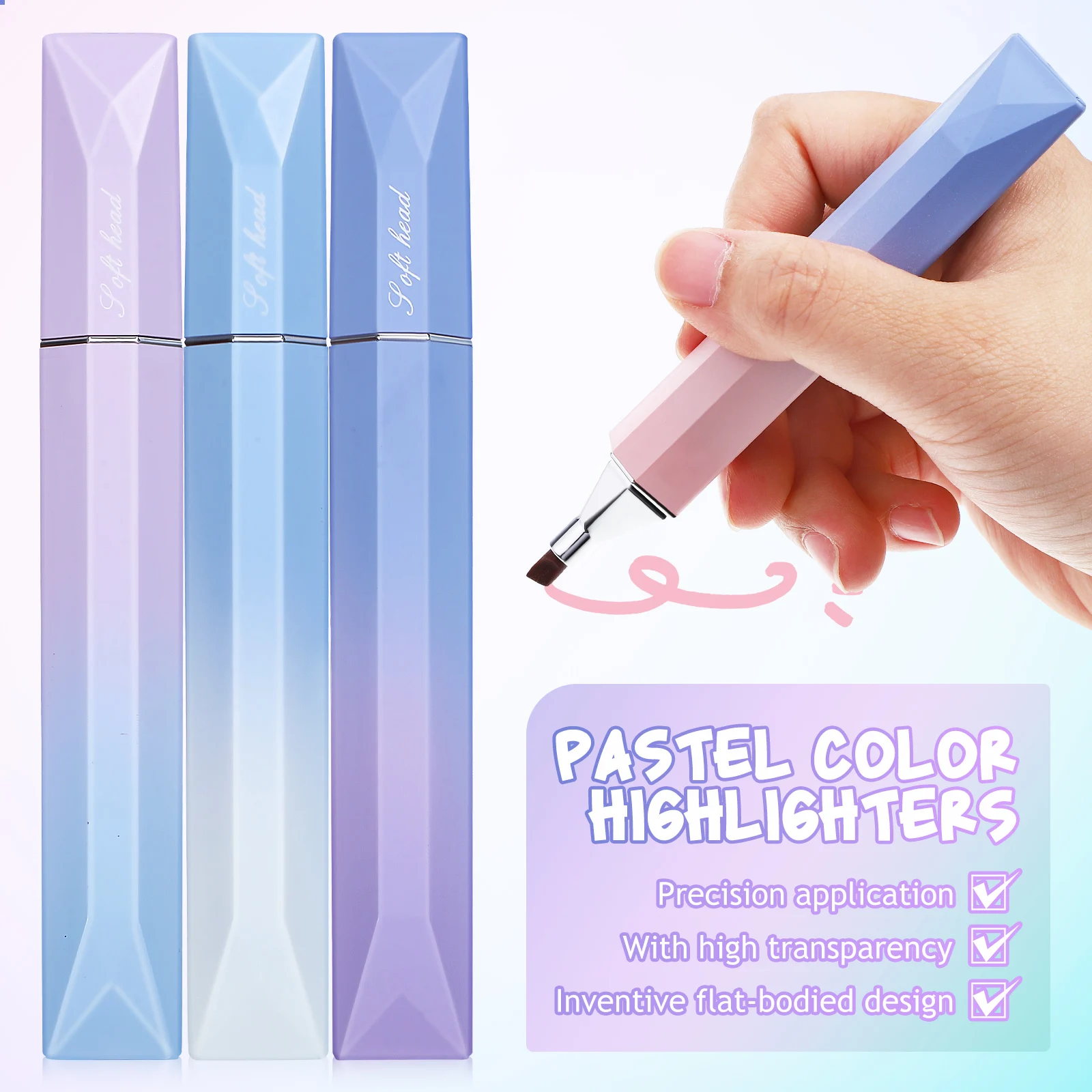 

4Pcs Fluorescent Pens Pastel Highlighters Chisel Tip Office Desk Note Highlighters Precision Marking Tools