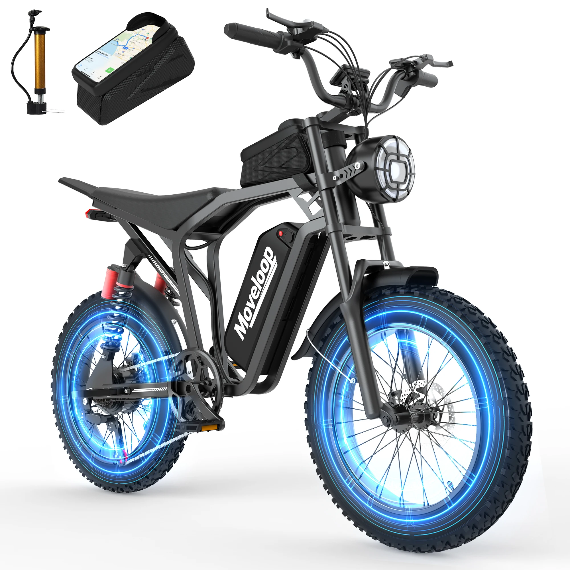 

Electric Bike for Adults 1500W/3000W Peak 20"Fat Tire All-Terrain E-Bike 31/35 MPH Electric Dirt Bike 48V 15.6/20 AH Battery Tested to UL 2849 Powered