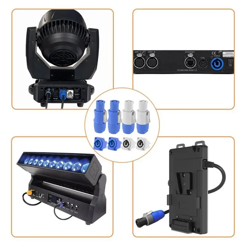 AAAEL-For Powercon 3 Pin Male Panel Mount Female For Neutrik Power Cable Connector AC 250V 20A Plug Jack Adapter