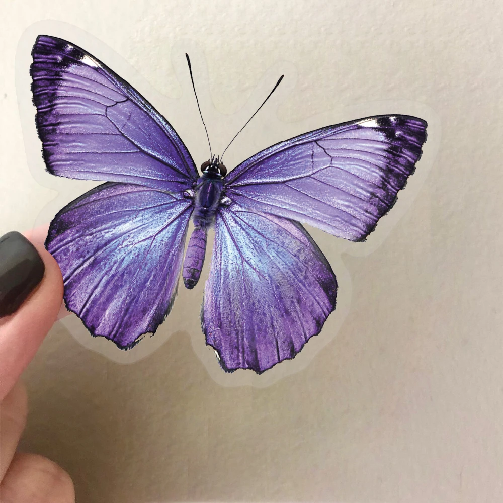 50 sztuk fioletowy motyl naklejki z kreskówek DIY Scrapbooking gitara Snowboard bagaż motocyklowy zabawka naklejka dla zwierząt domowych