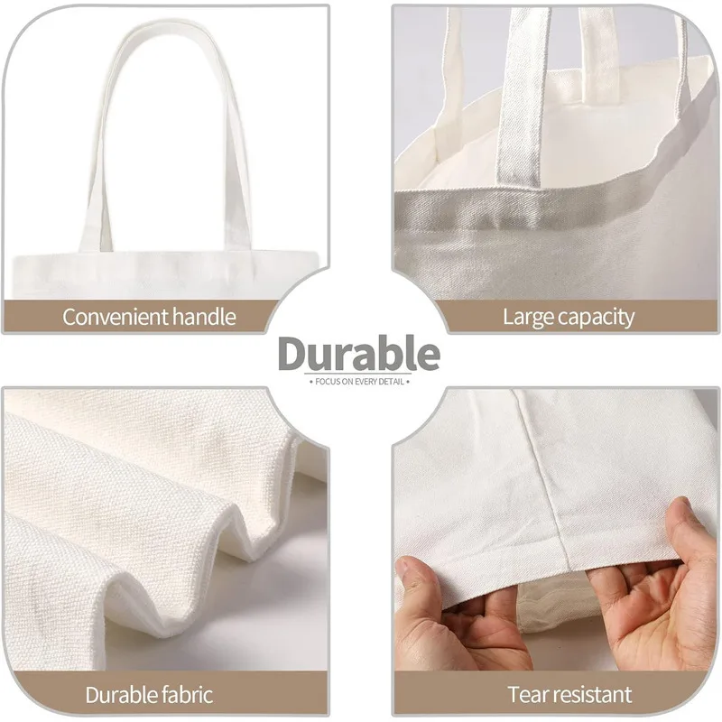 Hot Sale Wholesale 10pcs/lot Sublimation Printing Blank Canvas Tote Bags For Decorating And DIY Crafting Custom Printed Logo Bag