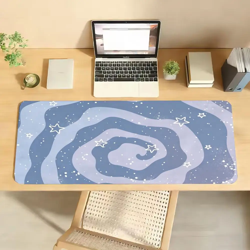Cute Gradient Swirl Star Large Desk Mouse Pad  Non Slip Extended Gaming Keyboard Mat for PC Laptop Home Office
