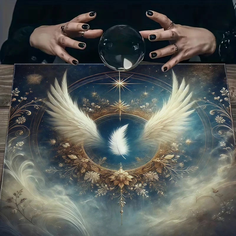 VIKAMA Starry Sky Angel Wings Printed Tarot Tablecloth, Furniture Protection Tablecloth, Party Atmosphere Decoration