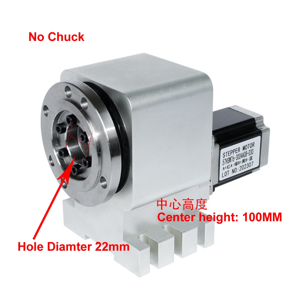 Harmonic Reducer Harmonic Gearbox CNC A 4th Axis Rotary Axis NEMA23 Stepper Motor CNC Indexing Head 3/4 Jaws 100MM Chuck