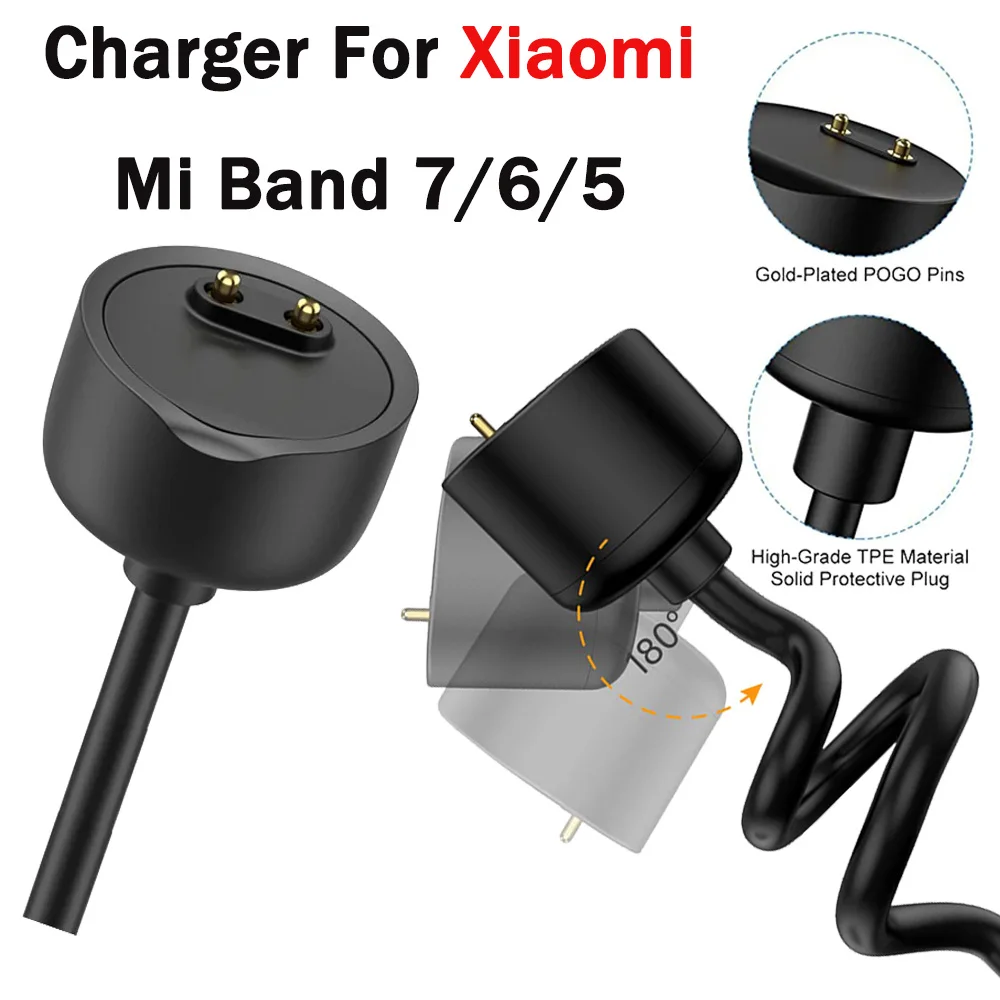 2 Pack Charger for Xiaomi Mi Band 7/6/5 Replacement USB Magnetic Charging Cable Cord Accessories for Xiaomi Mi Band 7 6 5
