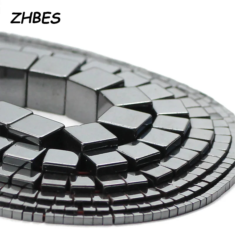 Natural Square Cube Black Hematite Stone Spacer Loose Beads 2/3/4/6/8/10MM For Jewelry Making Bracelets Necklace DIY Accessories