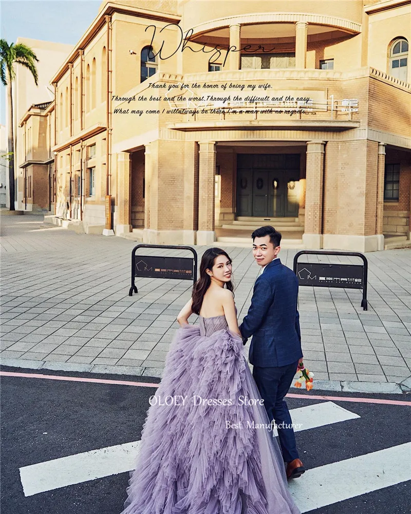 OLOEY-Vestido largo de tul de lavanda para mujer, traje de noche coreano romántico con escote Corazón, fiesta de graduación, 2024