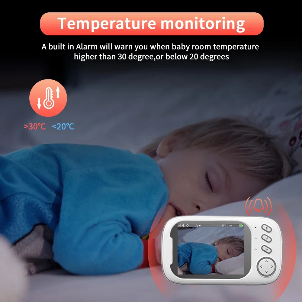 Cdycam Wireless Video Baby Monitor 3.5 Inch With Lullabies Auto Night Vision Two Way Intercom Temperature Monitoring Babysitter