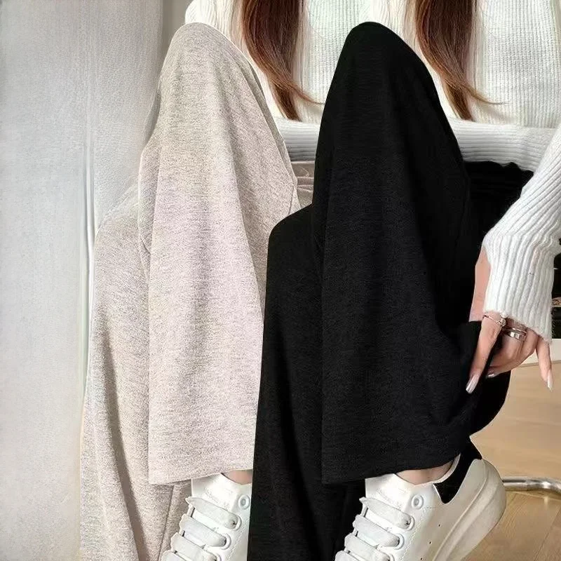 Soft Noodle Pants Women's High Waist Straight Leg Casual Loose Long Trousers Spring Autumn Fashionable plus Size Clothing