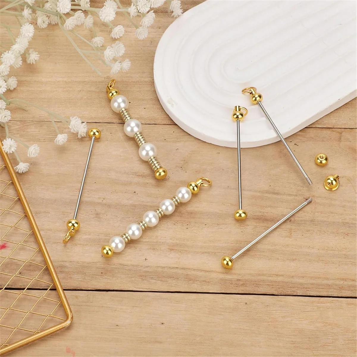 

CYL-50 шт. пустые брелоки из бисера, брелок из металлических бусин, подвески, съемный брелок для изготовления поделок, кулон B