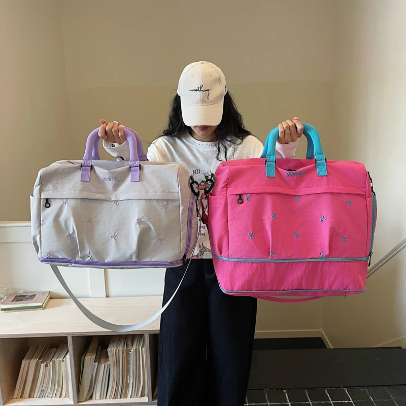 拡張可能な大容量の女性用トラベルバッグ、便利なハンドバッグ、短期旅行、出張、フィットネスバッグ、荷物バッグ、オックスフォード布素材