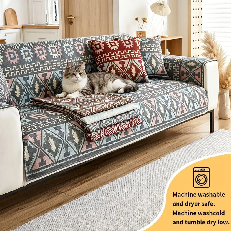 1PC-Bohemian style sofa cushions, scratch resistant and dust-proof sofa cushions, add a vibrant artistic atmosphere to the space