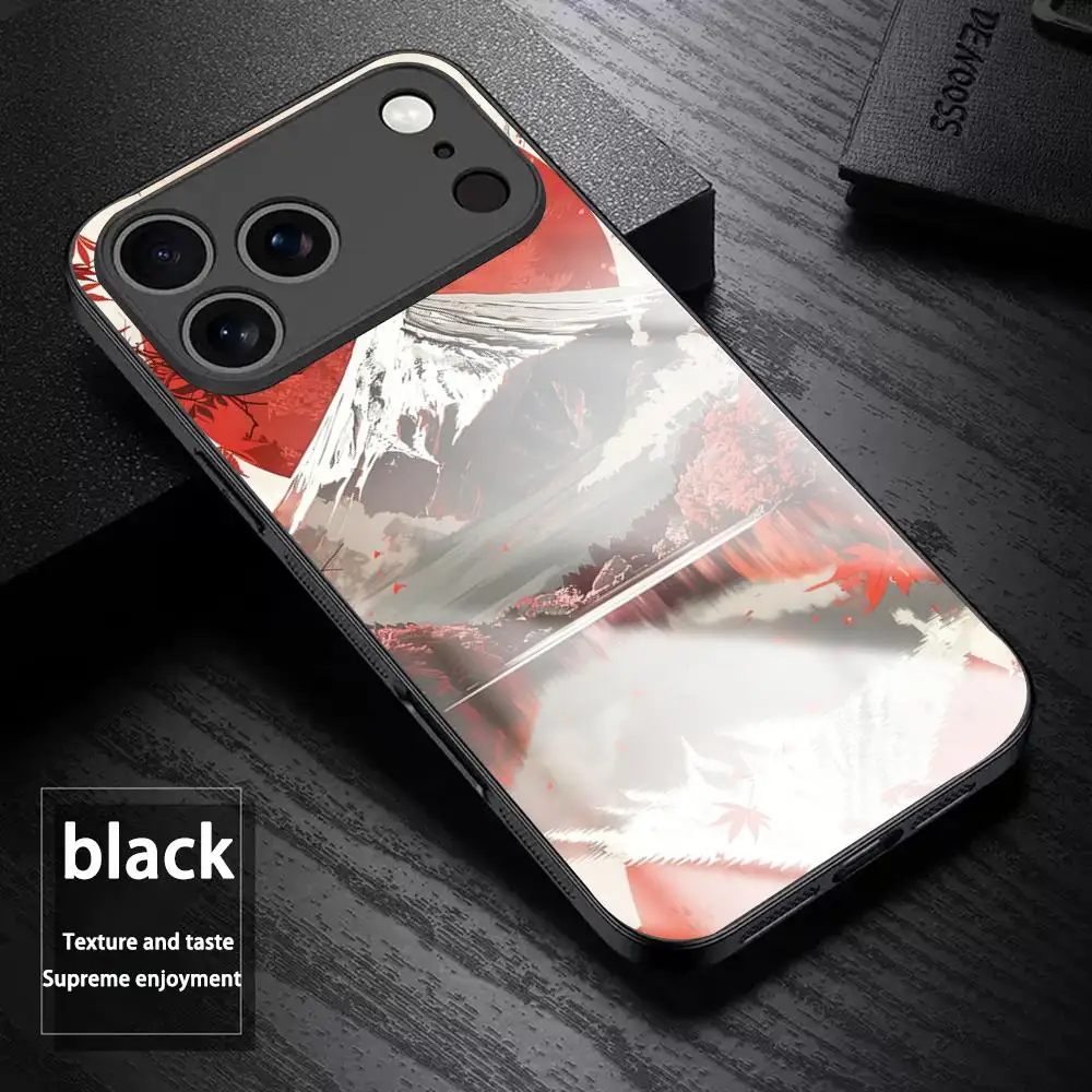 Mount Fuji japan art painting pattern Phone Case For iPhone17 Air 16 e 15 14 13 12 11 Plus Mini Pro Max Glass Magnetic Case