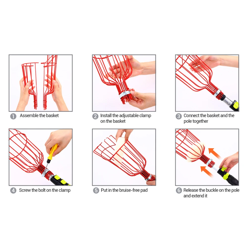 Głęboki kosz zbierak do owoców wygodny zbieracz owoców o wysokości narzędzia ogrodnicze do zbierania owoców jabłoni brzoskwini