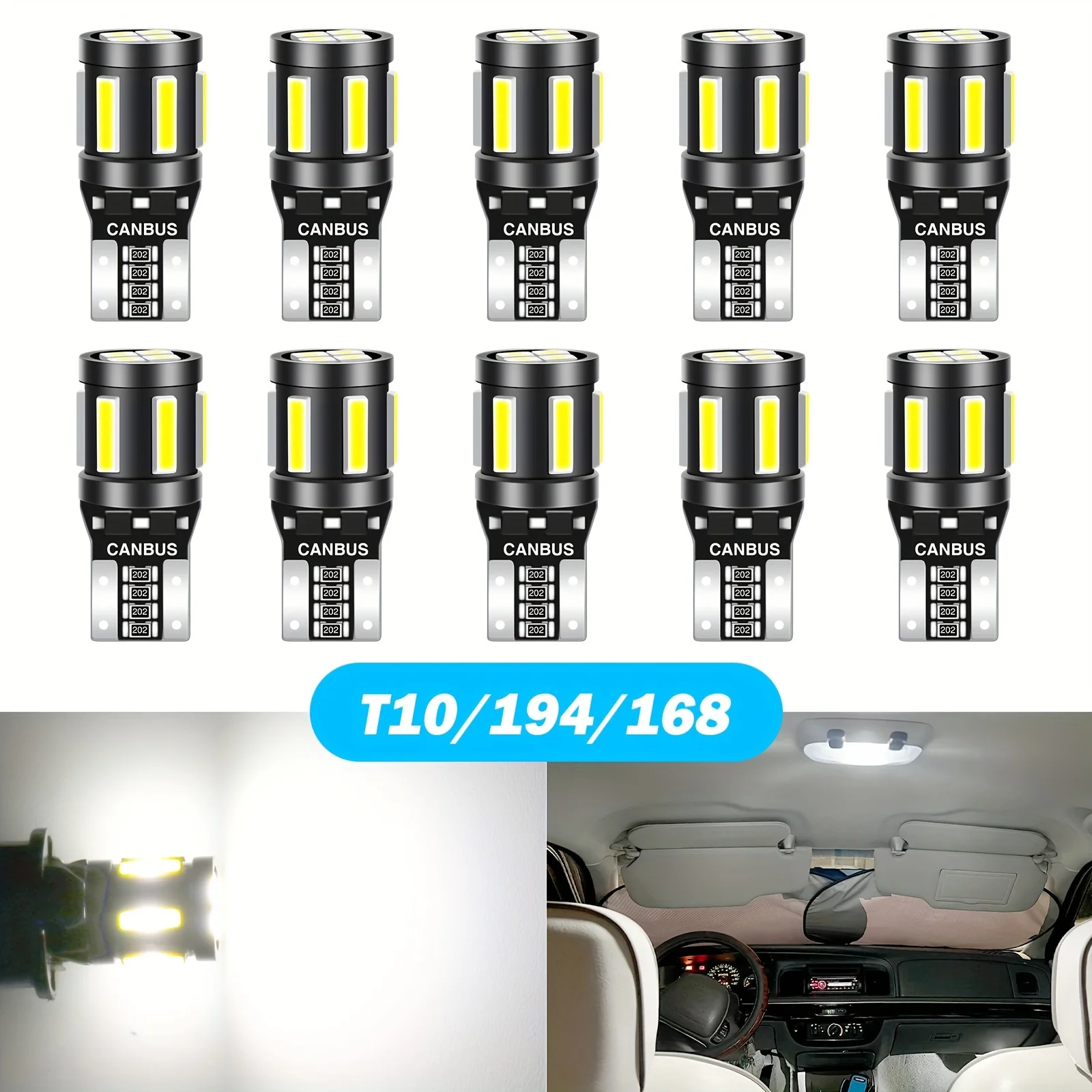 

10/20 шт./упаковка, суперъяркие автомобильные лампы 194 K 168 6000