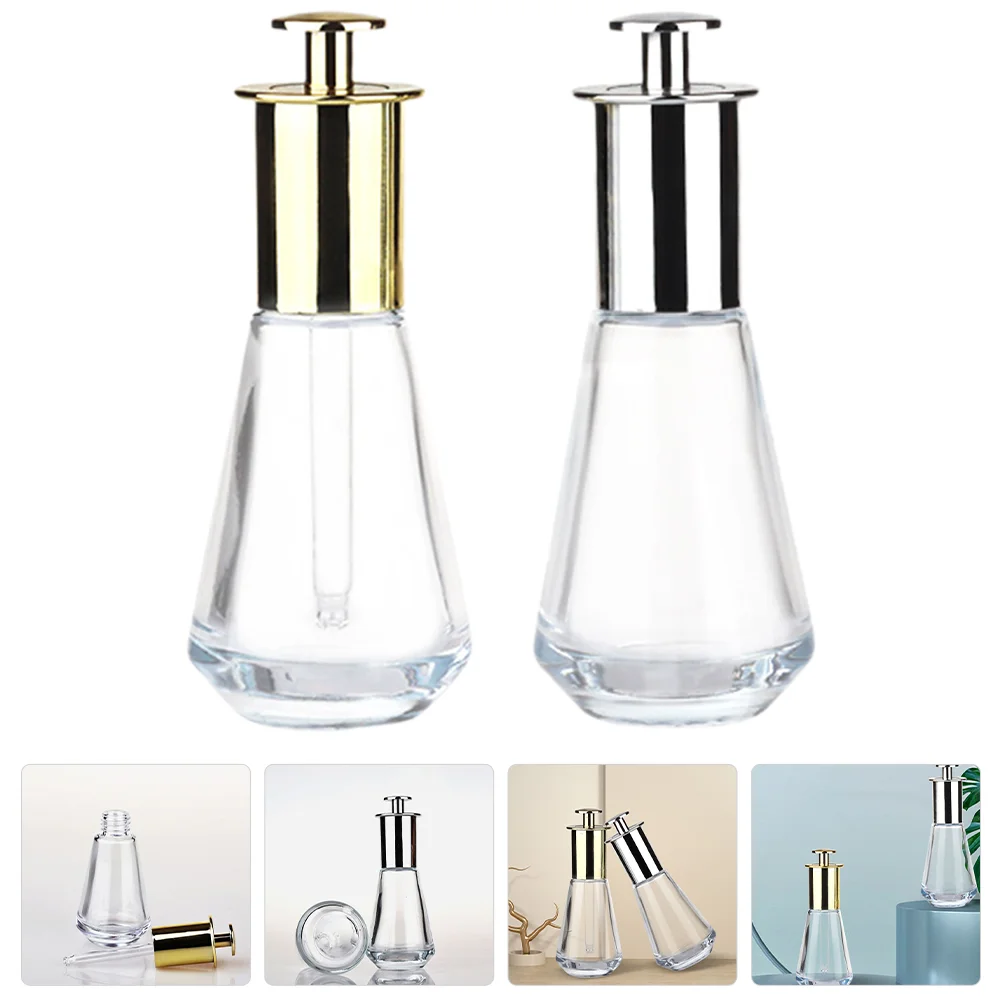 2 Pcs Essential Oil Dropper Glass Clear Press Practical Small Travel