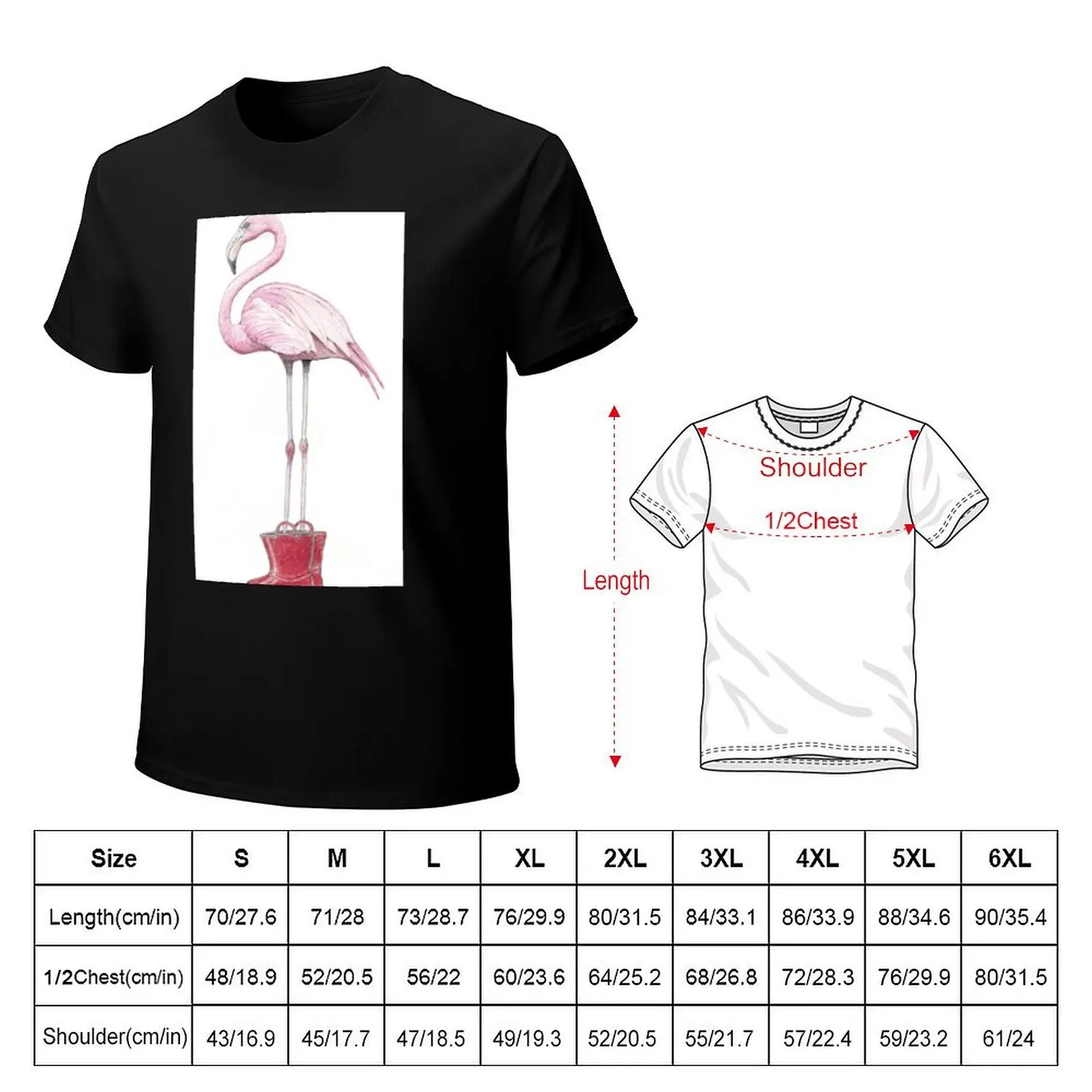 flamingo in red boots T-Shirt Basic Breathable Solid Color T-Shirt