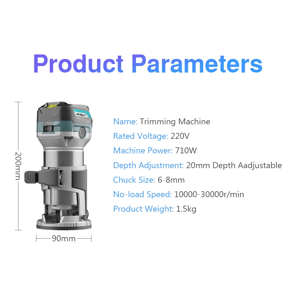710W Wood Router Electric Trimmer Wood Milling Engraving Slotting Woodworking Electric Router Trimmer Laminate Tupia Power Tools