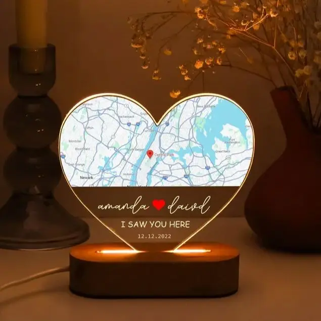 شخصية الموسيقى صورة ضوء مضيئة القلب الموسيقى اللوحة مخصص ضوء الليل مع أغنية هدية له هدية رومانسية للزوجين