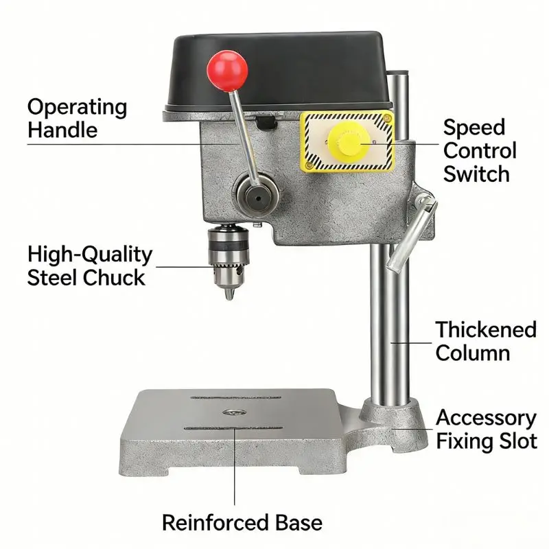 220V Industrial Grade Precision Bench Drill Small High Precision Drilling Machine for Wood Metal Punching
