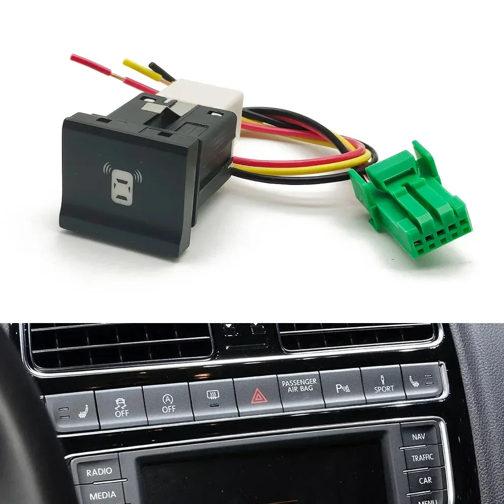 1PC Car LED Light Power Radar Switch Button with Connection Wire For VW polo 6C 2014 2015 Auto Accessories