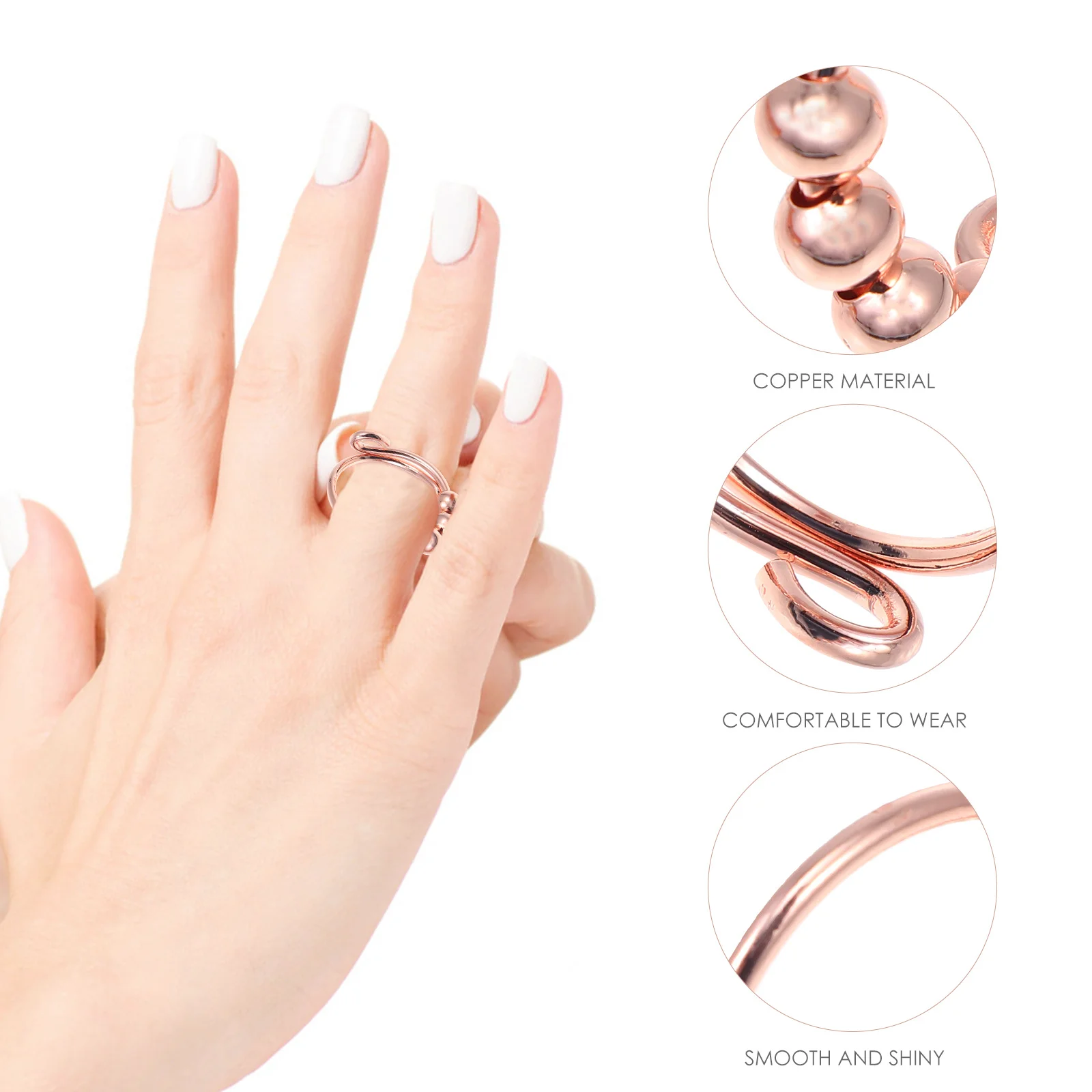 1pc Adjustable Copper For Women Stress Relief Fidget Open Bead Rotating Design Hand Jewelry Hand Jewelry Gift Decor