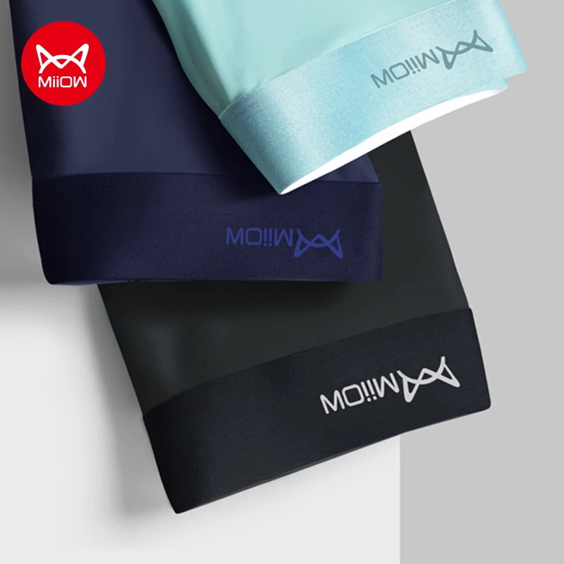 MiiOW 3Pcs Eis Seide Männer Boxer Unterwäsche Atmungsaktive Mann Unterhose Graphene Antibakterielle Schlüpfer der Männer Seidige Herren Boxer Briefs