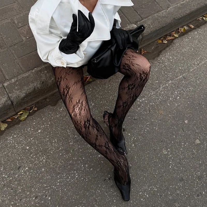 1 Paar Lolita-Strumpfhosen mit Blumenmuster für Damen, Y2K-Party-Strümpfe, Strumpfhosen für Halloween, Cosplay, Party, Streetwear, 2025