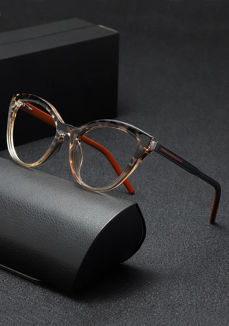 F·DRACON TR90 Mode Retro Cat Eye Damen Brillengestell Ultraleichte optische Anti-Blaulicht-Brille für Damen – Detail 2