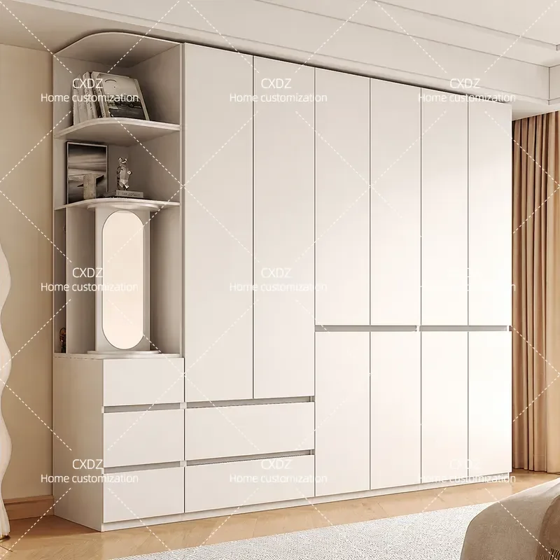18mm Thickened Segmented White Wardrobe Home Bedroom Simple Modern Storage Cabinet Finished Closet Organizer