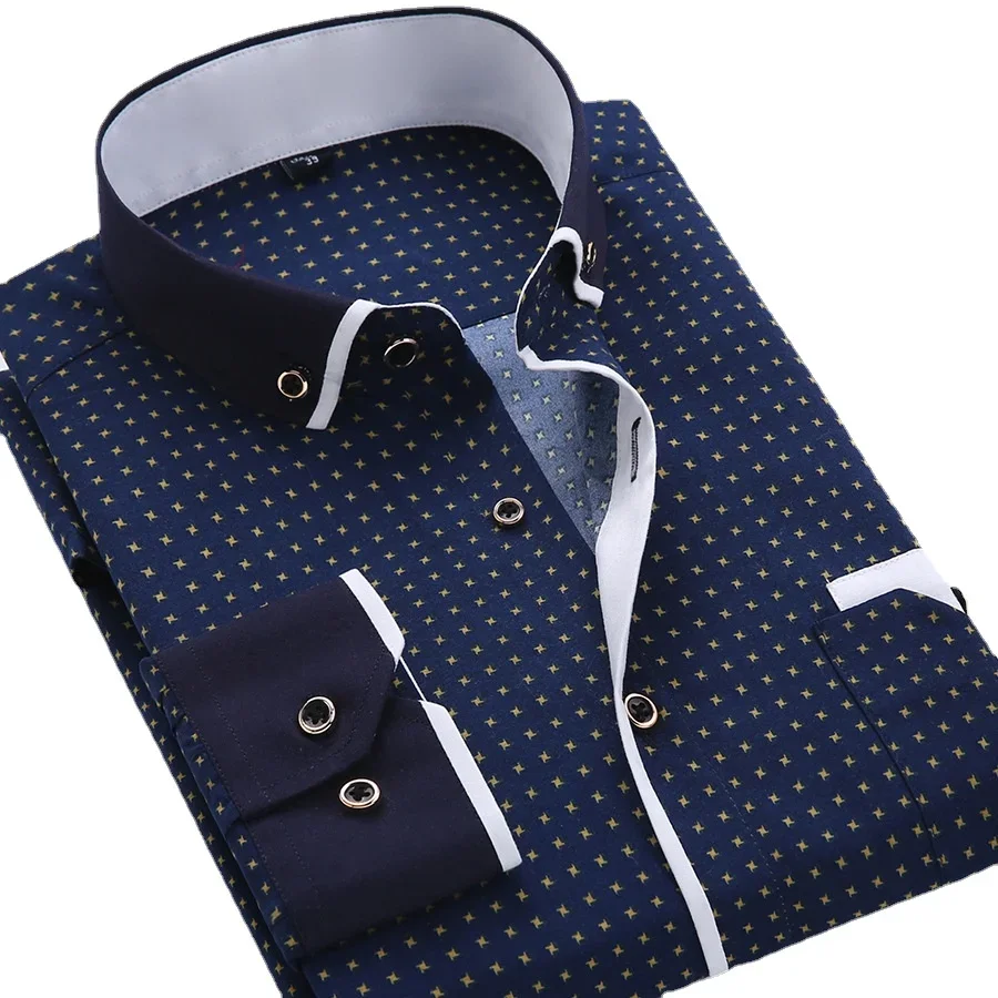 Heren Mode Casual Overhemd Met Lange Mouwen En Print Slim Fit Mannelijk Sociaal Zakelijk Overhemd Merk Herenkleding Zacht Comfortabel