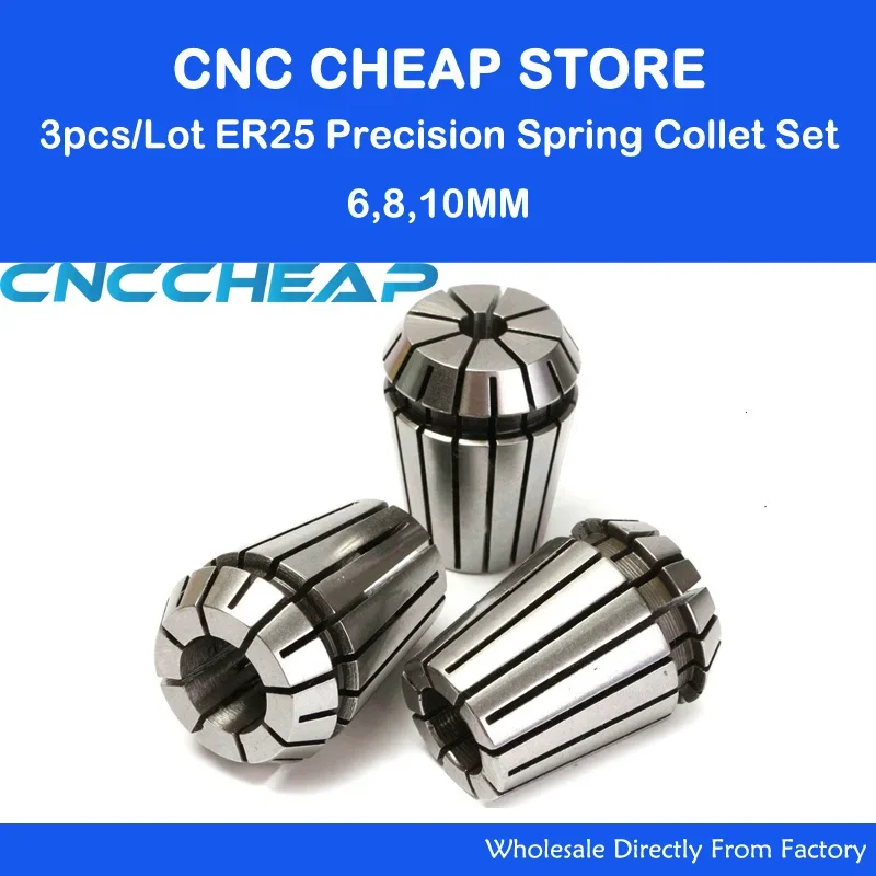 

3pcs ER25 Collet chuck cnc clamp Spindle Motor holder Motor 6mm, 8mm 10mm for CNC Router milling lathe tool