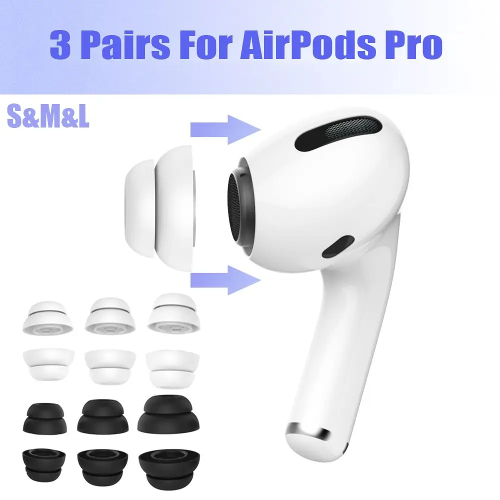 Embouts d'oreille en Silicone pour AirPods Pro TWS, embouts de réduction du bruit sans fil, Anti-chute, Double bride, 6 pièces